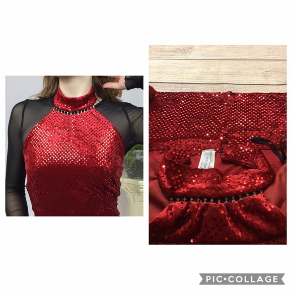 vintage red sequenced disco mini dress - Picture 4 of 4